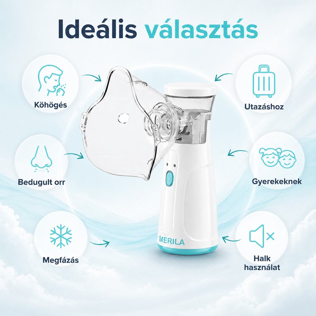 Inhalátor felnőtteknek és gyerekeknek – 30% kedvezménnyel 🎉 - Merila